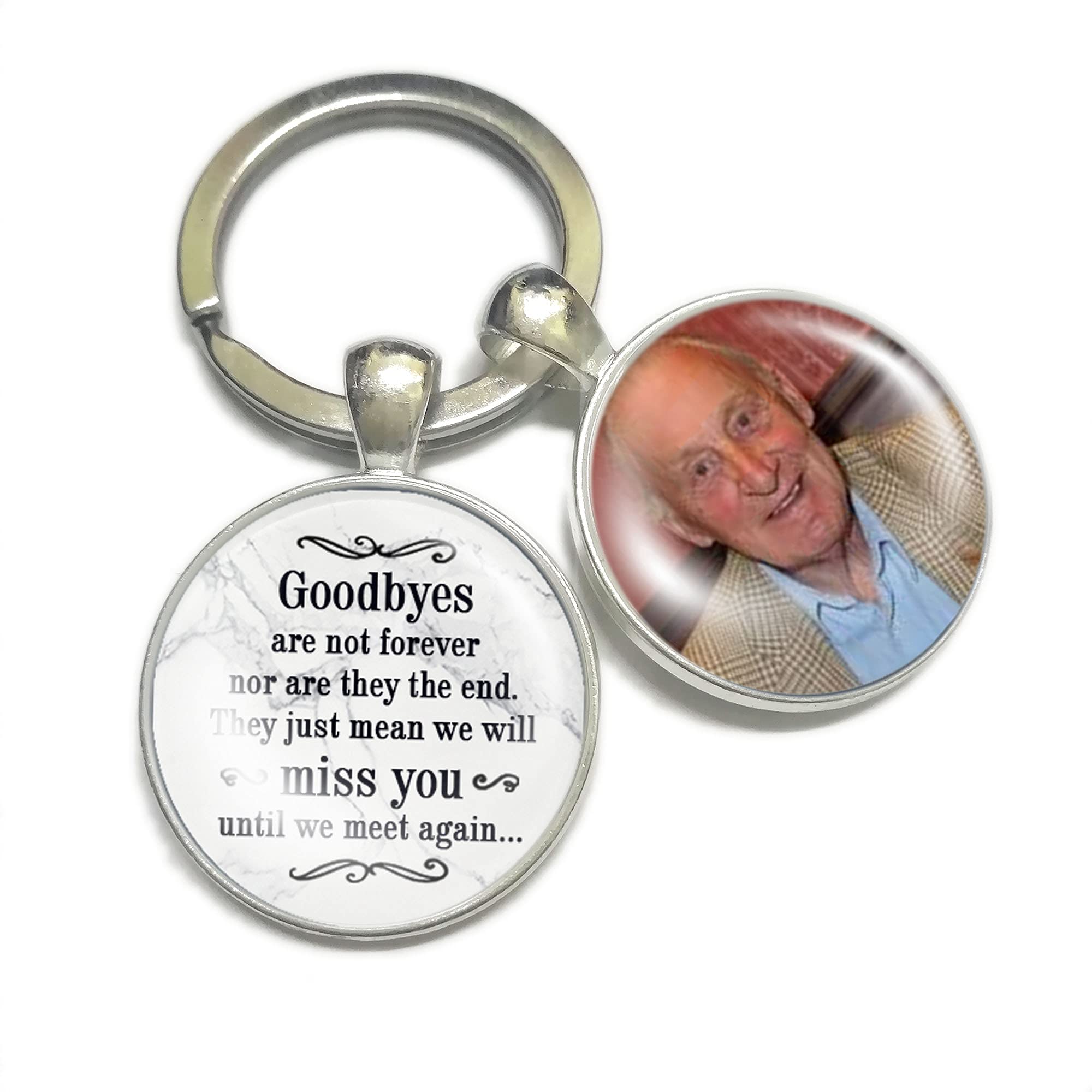 Gutegifts Marble Personalised Photo Keyring Memorial Gifts For Dad Grandad Mum Nanny Grandma Loss Love In Heaven Heart Bereavement Remembrance Keychain Keepsake(Marble)