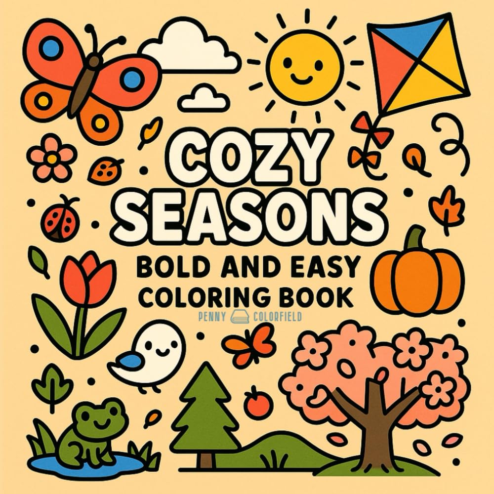 Cozy Seasons: Fun Spring, Summer, Autumn, and Winter Coloring Pages with Bold Lines for Little Artists