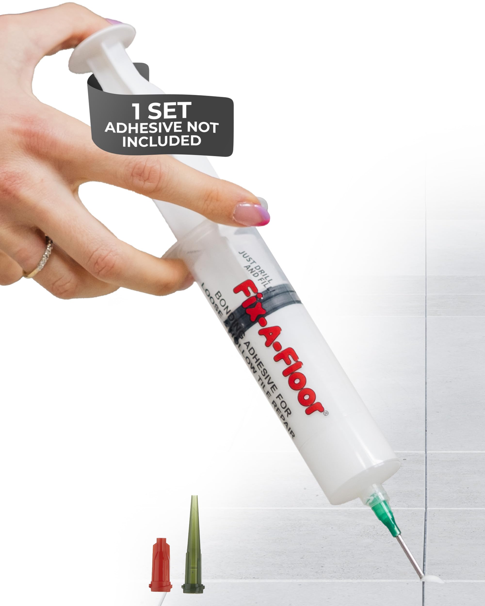 60ml Syringe Adhesive Applicator Kit - Includes Stainless Steel Flat Needle, Plastic Applicator & Sealing Cap - Ideal for Thin Grout Lines & Hard-to-Reach Areas (Syringe Only)