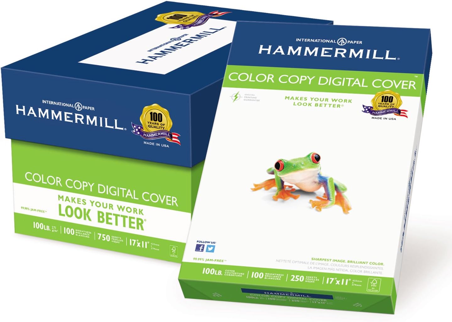 Hammermill 133202 Copier Digital Cover, 92 Brightness, 17 x 11, Photo White, 250 Sheets/Pack