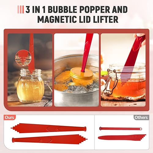 Miniatura 6 de Pisol Levantador magnético de tapa de tarro y medidor de burbujas para enlatado, herramientas de enlatado 3 en 1, suministros para el hogar (4