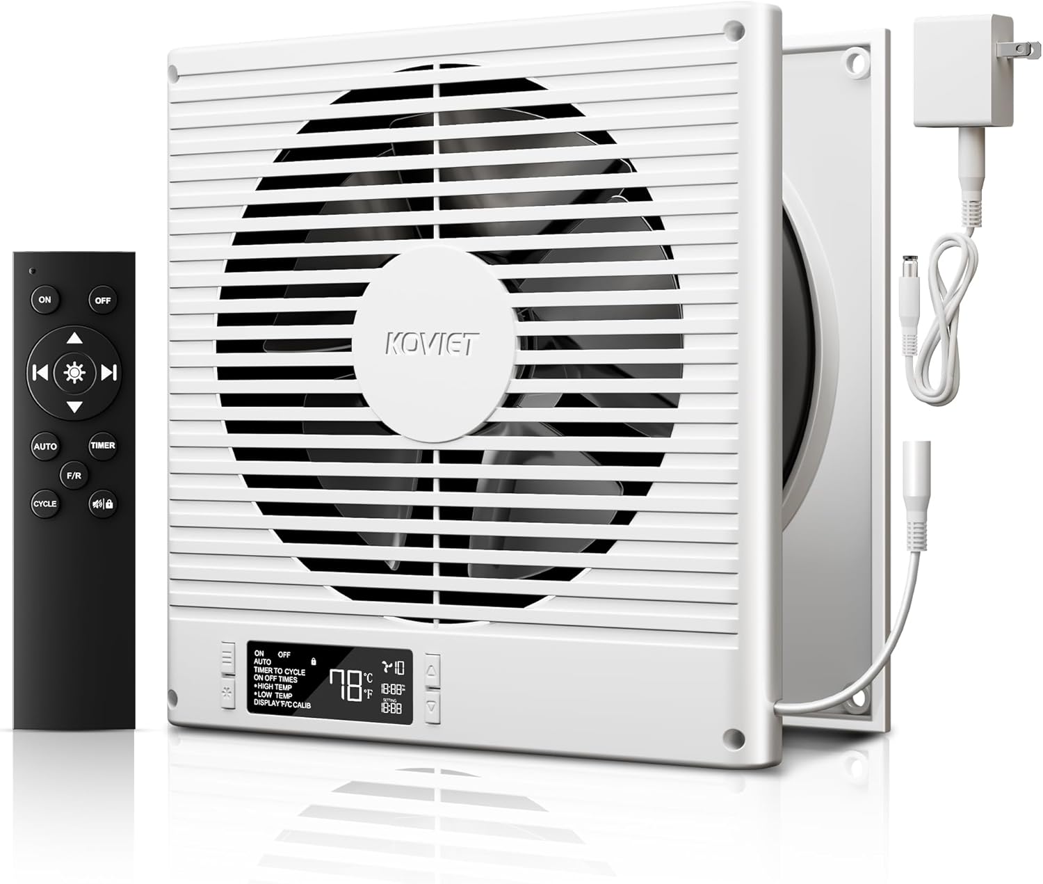 8" Room to Room Ventilation Fan with Remote, Quiet Reversible Through the Wall Air Transfer Fan, 10-Speed Smart Exhaust Vent, Temperature Control, ETL Certified for Bedroom, Kitchen, Laundry