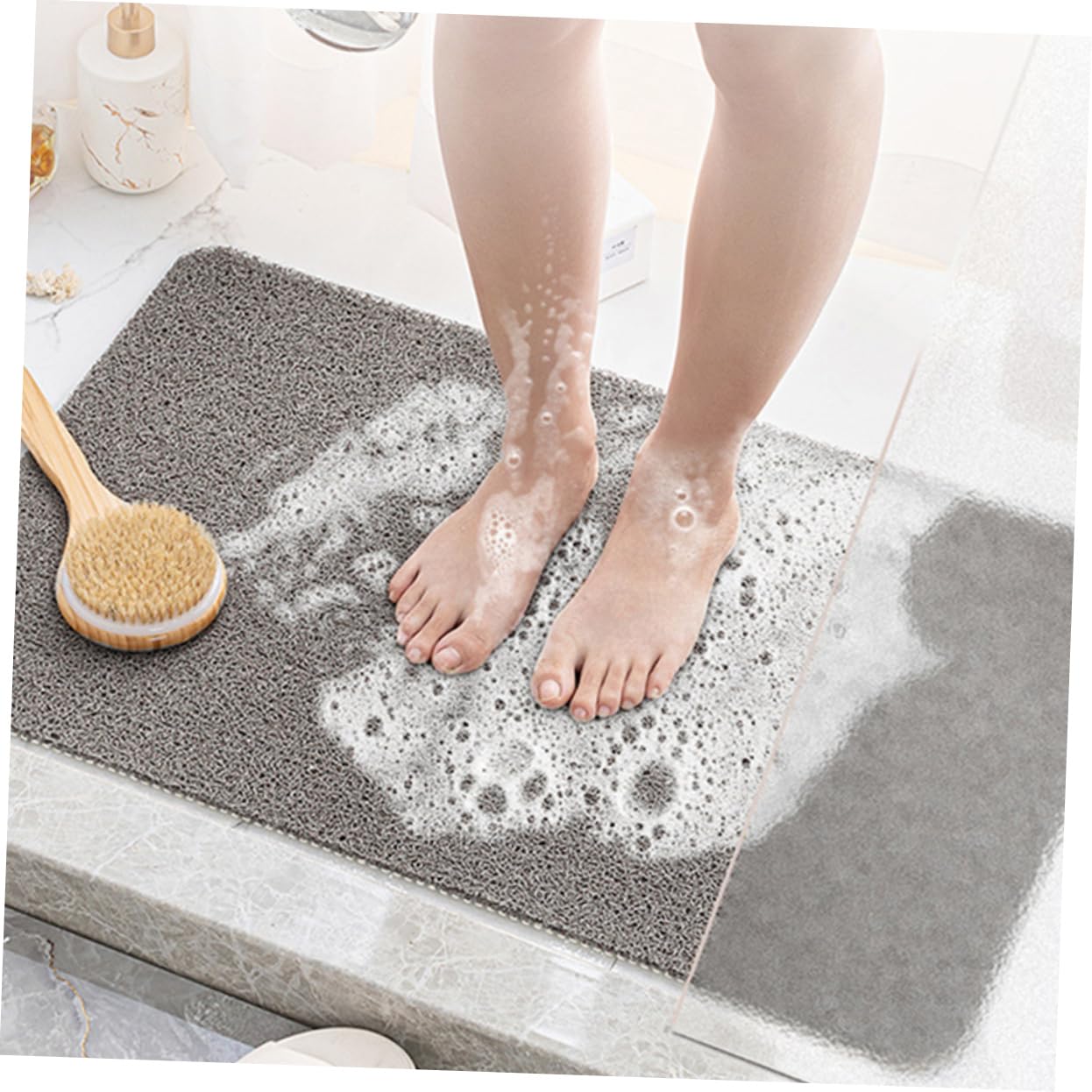 Cabilock Alfombra de Baño Antideslizante Alfombra de Suelo de PVC Tacto Suave Lavable en Máquina para Baño Cocina y Entrada
