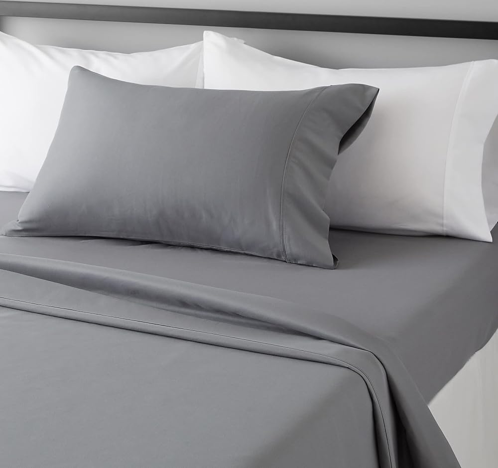 Lightweight Breathable Brushed Microfiber 3-Piece Bed Sheet Set With 14-Inch Deep Pockets, Wrinkle Resistant, Twin XL, Dark Gray, Solid