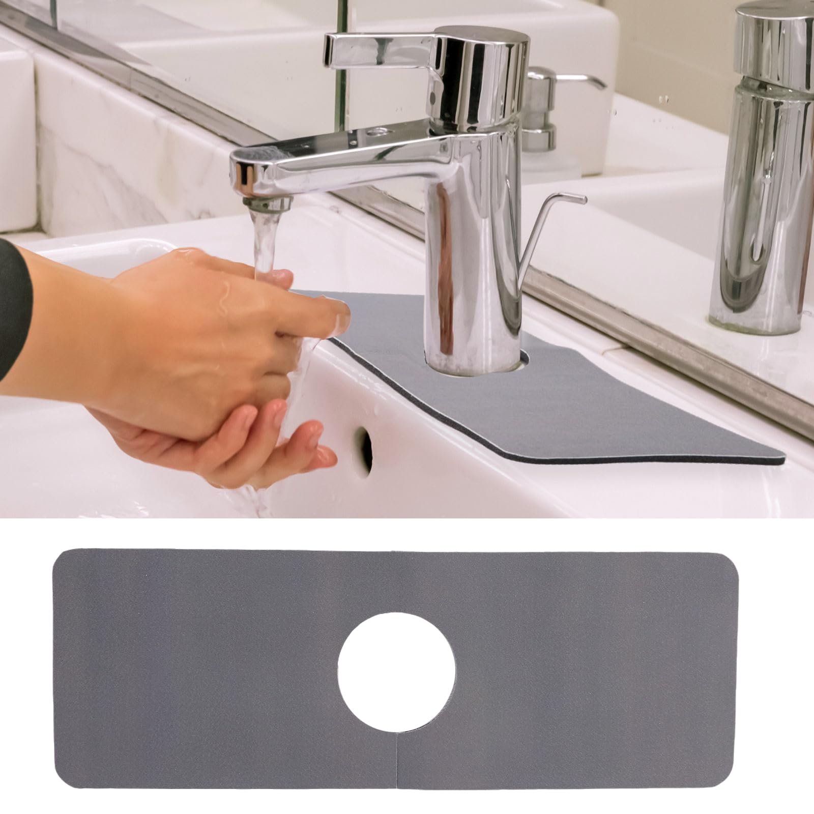 Faucet Mat Water Catcher for Kitchen Sink Long Size Water Splash Guard with Great Absorbency Fast Drying Mat Dark Gray 5.4” x 15”