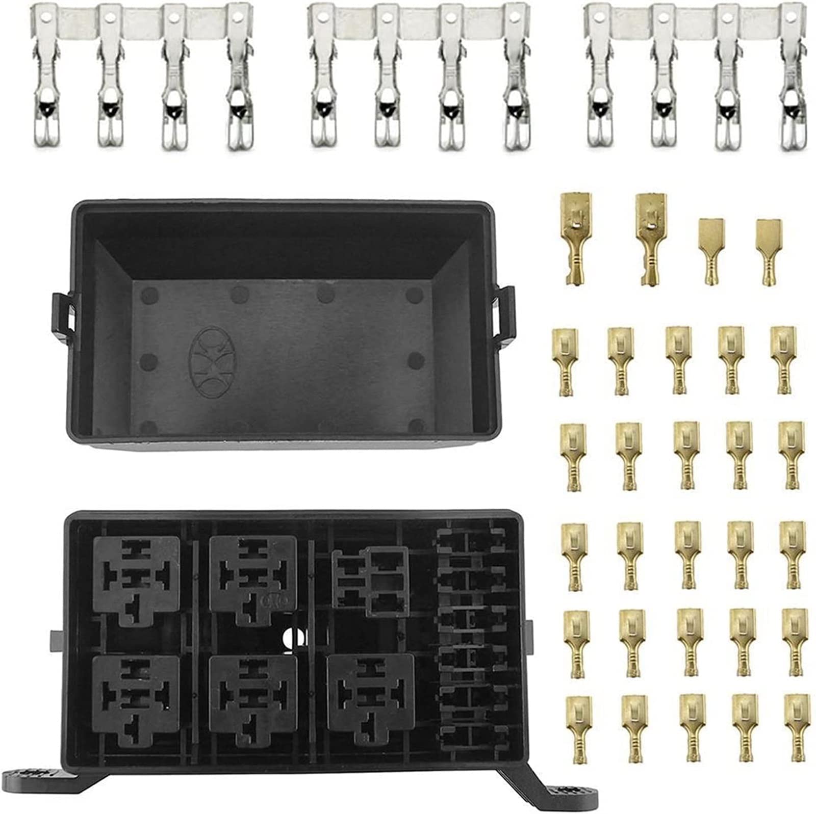Parti di ricambio Relè universale DC 12V Car Marine a 6 vie + blocco scatola portafusibili lama a 6 slot