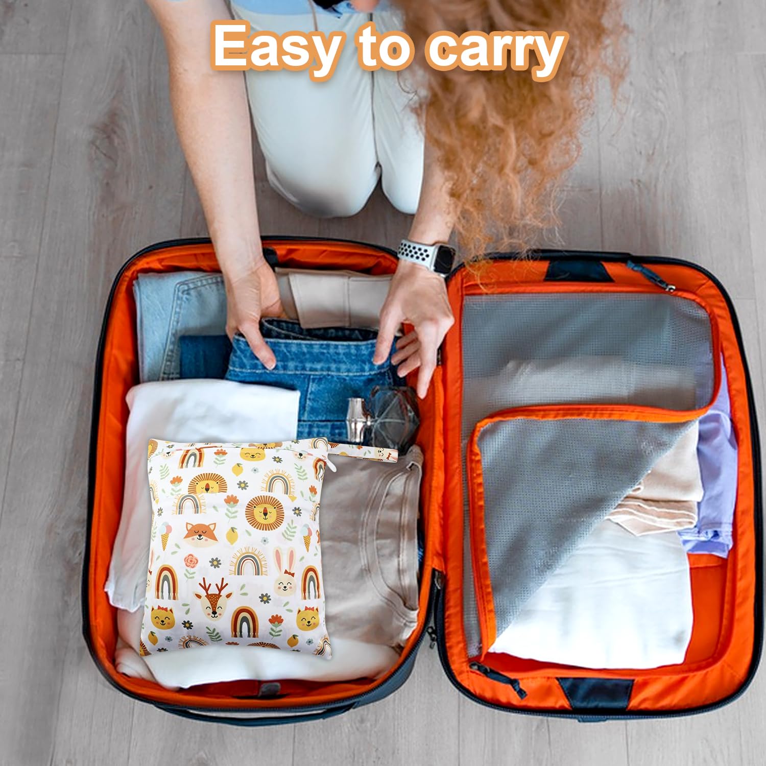 Borsa per Pannolini Lavabili Impermeabile 3 Pezzi, Sacchetto Pannolino Riutilizzabile con Zip per Viaggi Spiaggia