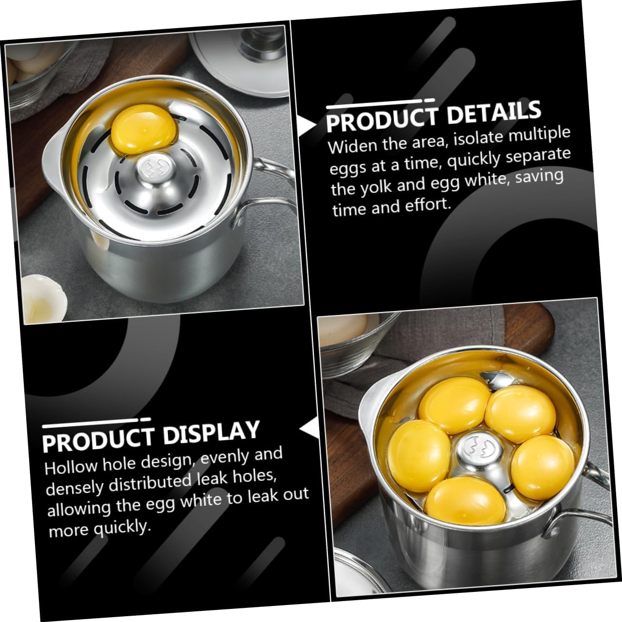 Egg Yolk Filter White Egg Separator Stainless Steel Easy to Clean 1500ml Bucket Home Use