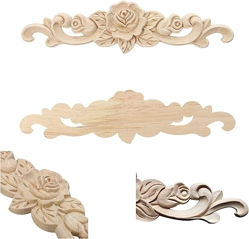 Miniatura 3 de alblinsy Apliques de madera tallada para manualidades sin pintar, decoración de marco para puerta, esquina, hogar, gabinete, cama, muebles,