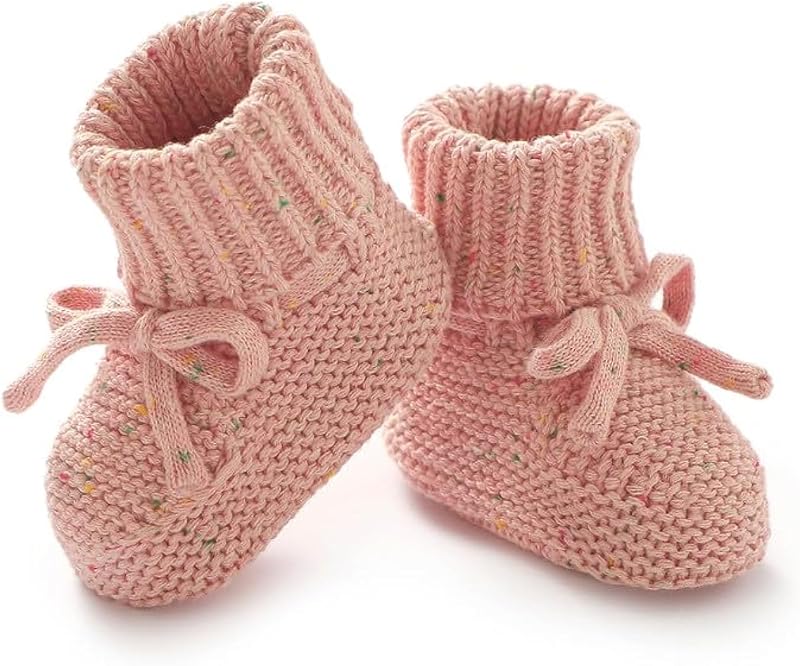 Baby Booties Newborn Babe First Walkers Non-Slip Stay On Boots Crib Shoes Sock Warm Knit Booties for Infant Boy Girl