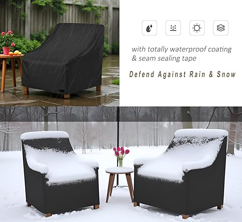 Miniatura 4 de NettyPro Funda para silla Adirondack para patio, impermeable, para muebles de exterior, giratoria, mecedora, silla de asiento profundo, se adapta a
