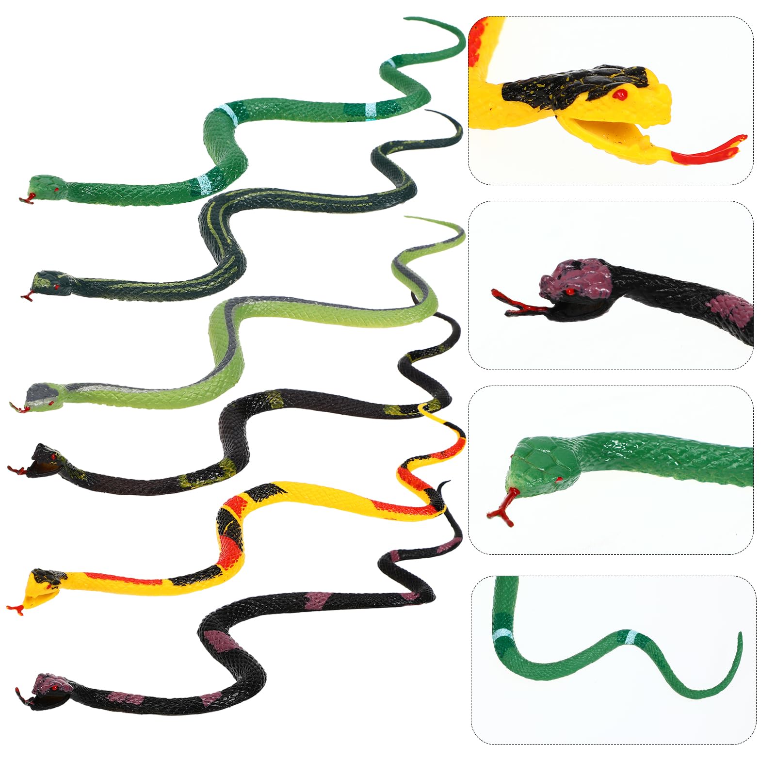 JOINPAYA Realistic Fake Snake Toys 6Pcs Flexible Reptile Figurines for Halloween Pranks Party Decorations and Home Display 8.86In Durable Plastic Snake Models - Image 4