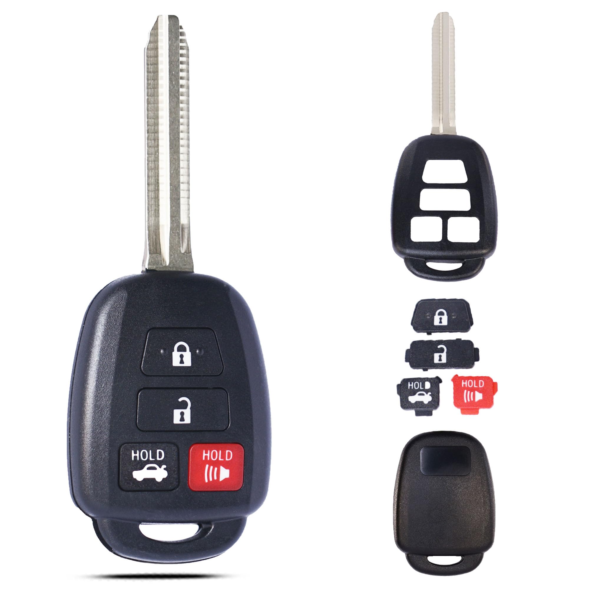 Key Fob Shell Case Replacement Fits for Toyota Camry Corolla RAV4 Highlander Tacoma Yaris Scion 2012 2013 2014 2015 2016 2017 2018 2019 Keyless Entry Remote Control Head Uncut Key Pad Cover