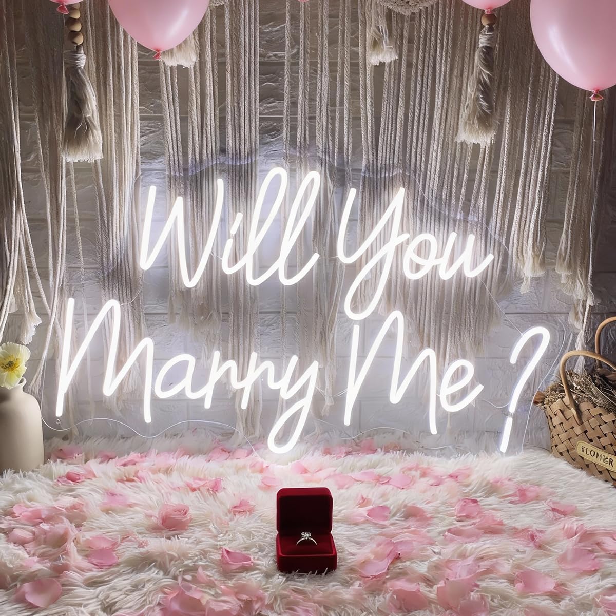 Will You Marry Me Neon Sign Large 21x14.5 Inch Proposal Decoration Marry Me Light Up Letters Dimmable Led Marry Me Sign for Proposal Wedding Valentine Engagement Decor