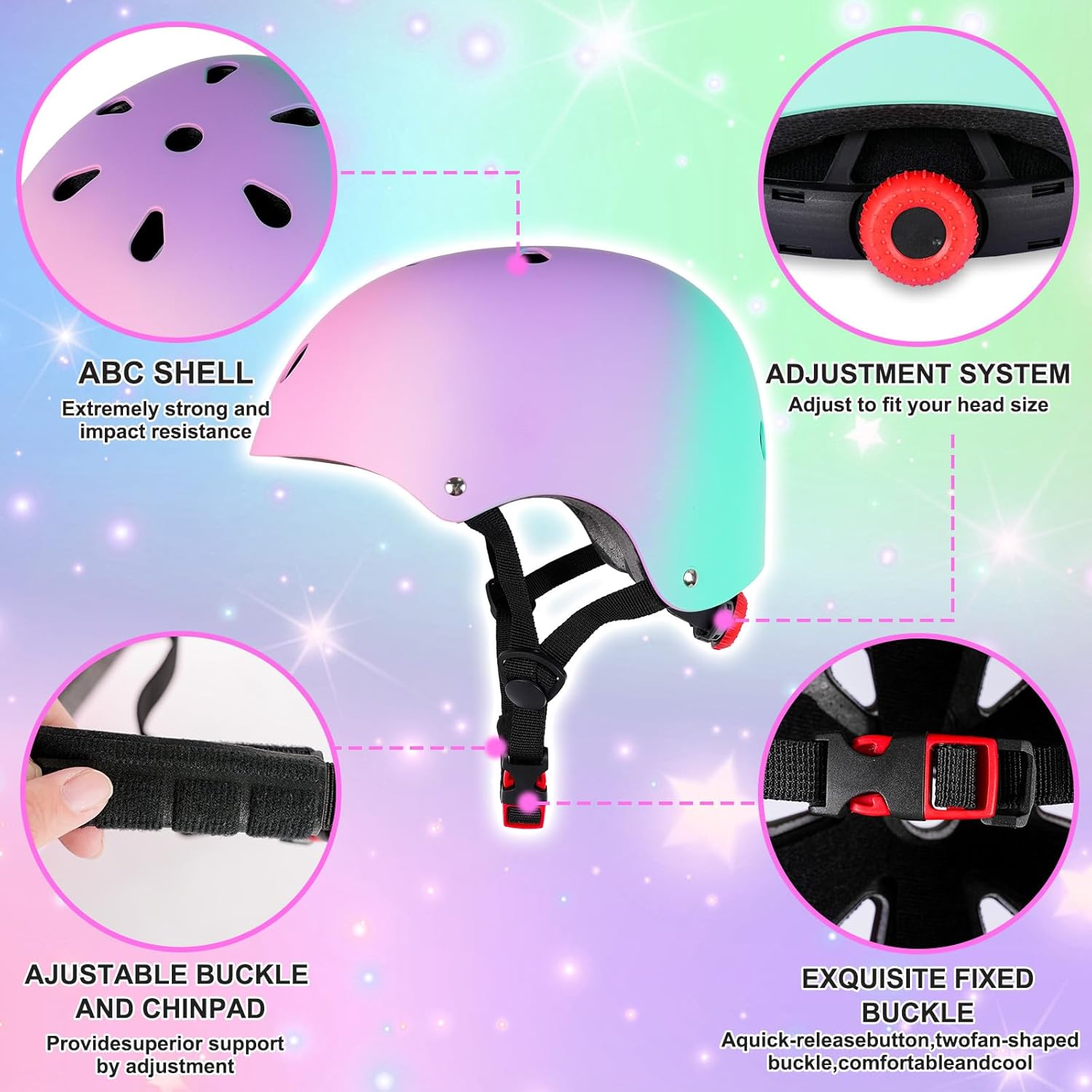 Kids Bike Helmet for 3-5-8-14+ Age Girls and Boys, Kids Helmet with Knee Pads Elbow Pads Wrist Guards,Ventilation Multi-Sport Scooter Rollerblading Skateboarding Cycling