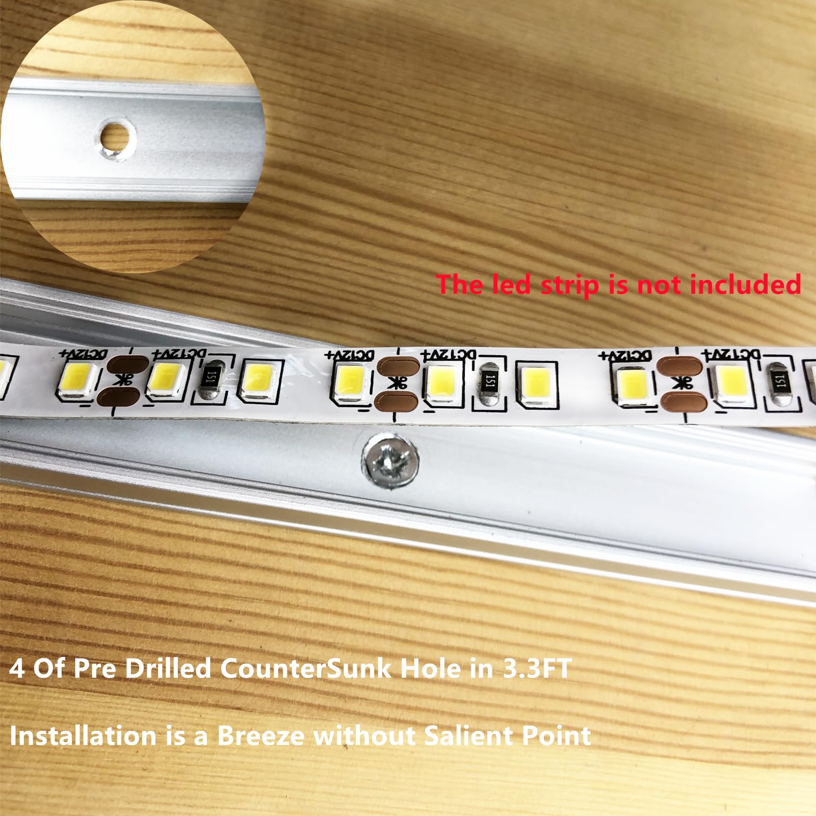 THMOOTHER 20 taśm LED, nawiercone, bez klipsów, do taśm LED w kształcie litery U, mocowane pod szafką, niski profil z mleczną osłoną odporną na promieniowanie UV (20 szt.)