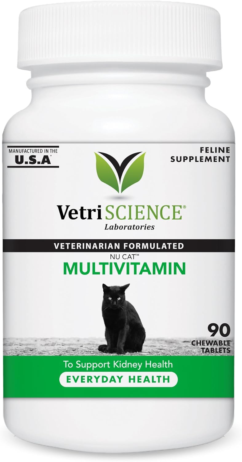 VetriScience Laboratories - Nu Cat Multivitamin for Cats, 90 Chewable Tablets : Pet Supplies