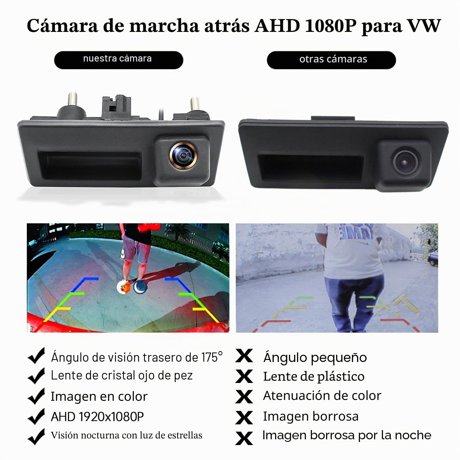 Cámara de Marcha atrás para automóvil HD 1080P GREENAUTO para Audi A4L A5 A3 Q3 Q5 RS6 para VW Passat Tiguan Jetta Sharan Lavida Skoda, Solo Funciona con Unidad Principal de Radio de Monitor Que