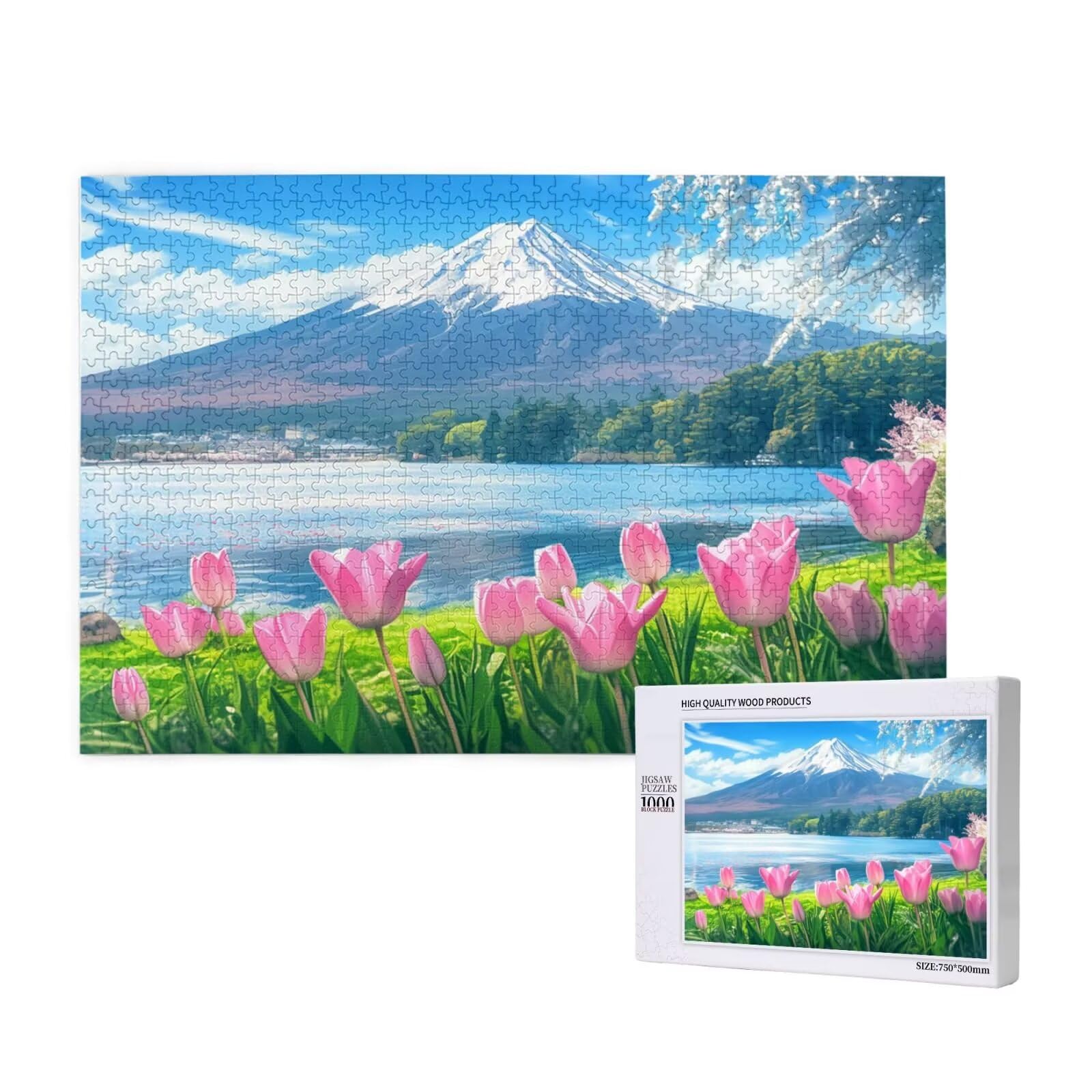 Puzzle 2000 sztuk tulipan duże jezioro puzzle dla dorosłych z pudełkiem do pakowania i obrazami referencyjnymi, zabawnymi grami dla całej rodziny, jako prezent dla przyjaciół i kochanków 2T-699
