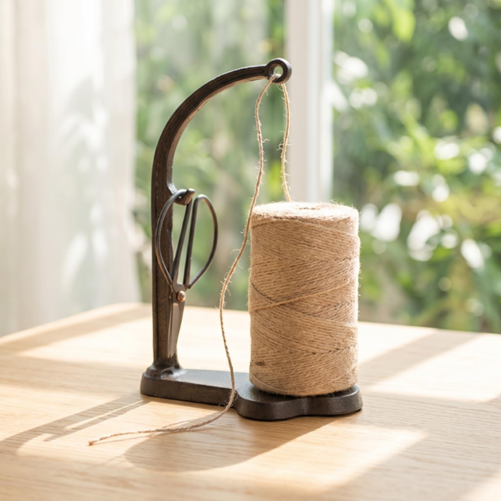 Baoblaze Bird Rope Organizer Portaspago Uccello Supporto Bobina Dispenser Spago Integrazione Porta Forbici Base Robusta Stile Artigianale Adatto per Fai da Te, Dog Twine 8813