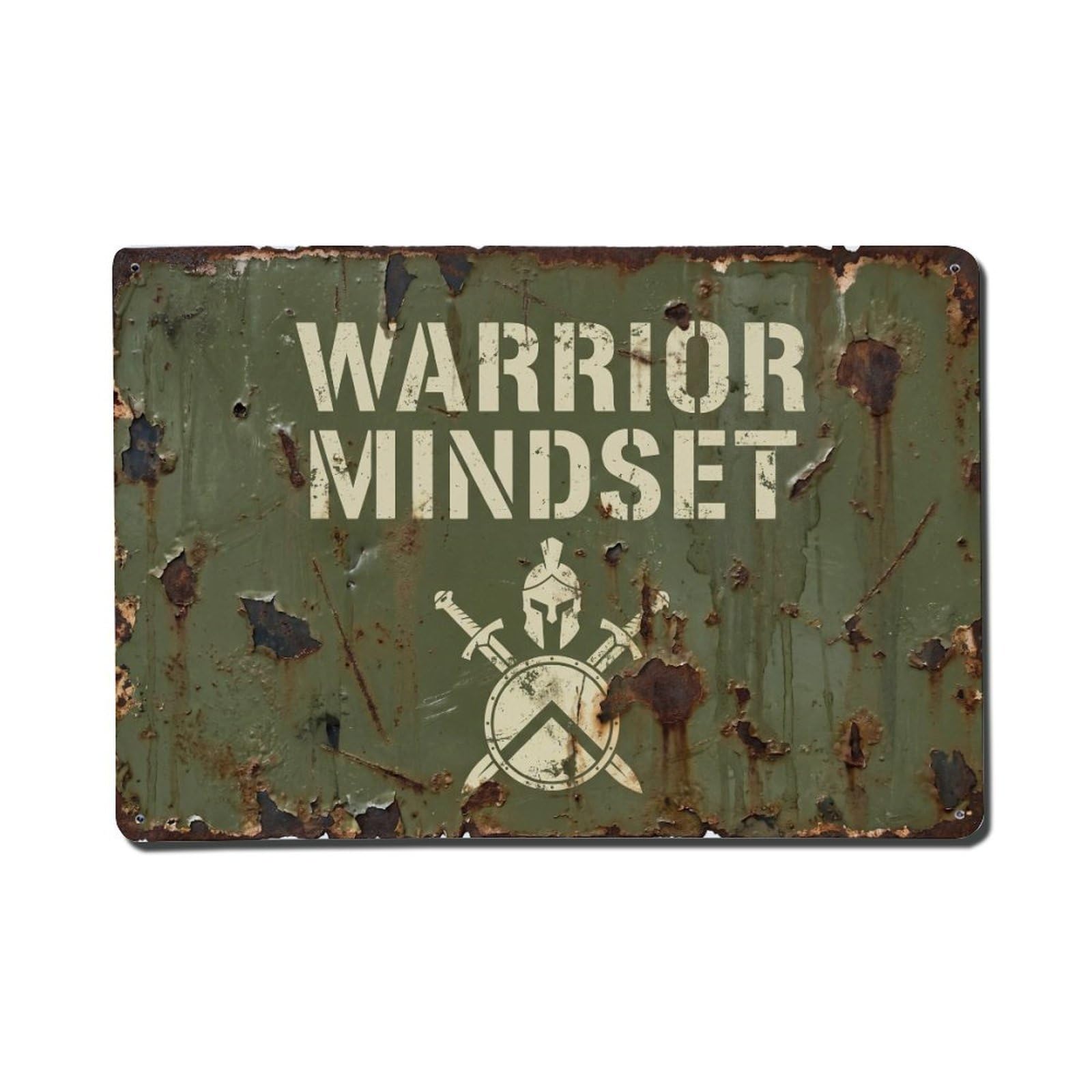 Warrior Mindset Fighter Retro Motivational Slogans Metal Tin Sign Wall Decor for Cafe, Club, Garden Metal Poster 8x12Inch