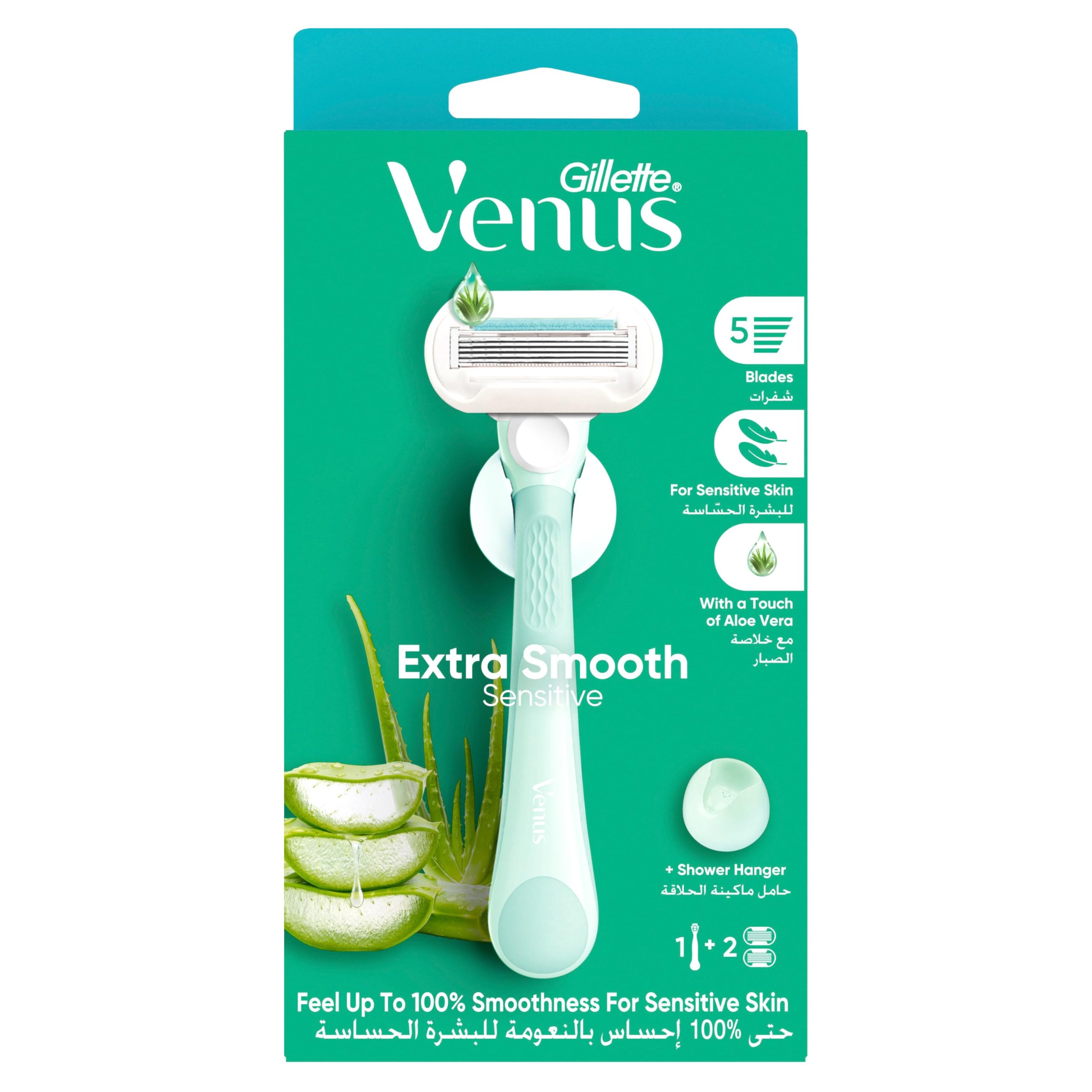 – Venus Extra Smooth Sensitive Woman's Refillable Razor: 1 Handle +2 Blade Refill
