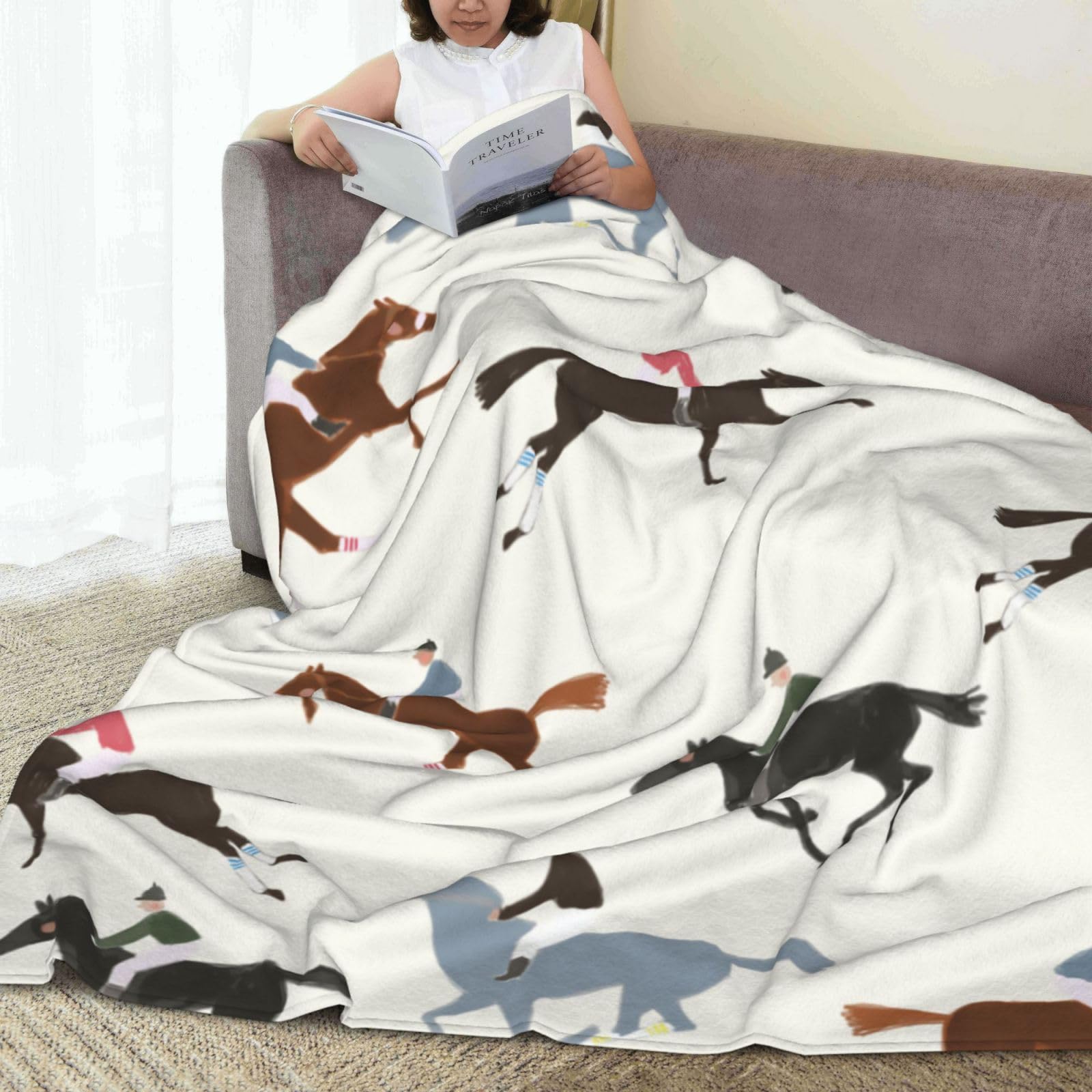 Amazon｜毛布 うま 馬柄 馬術 スポーツ ブランケット シングル 夏用