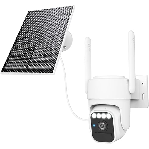 Solar Powered Security Camera, 360° Wireless Outdoor Camera,Motion Tracking, AI Alerts, Night Vision, 2-Way Audio,Waterproof,Surveillance Camera for Home & Business,Alexa