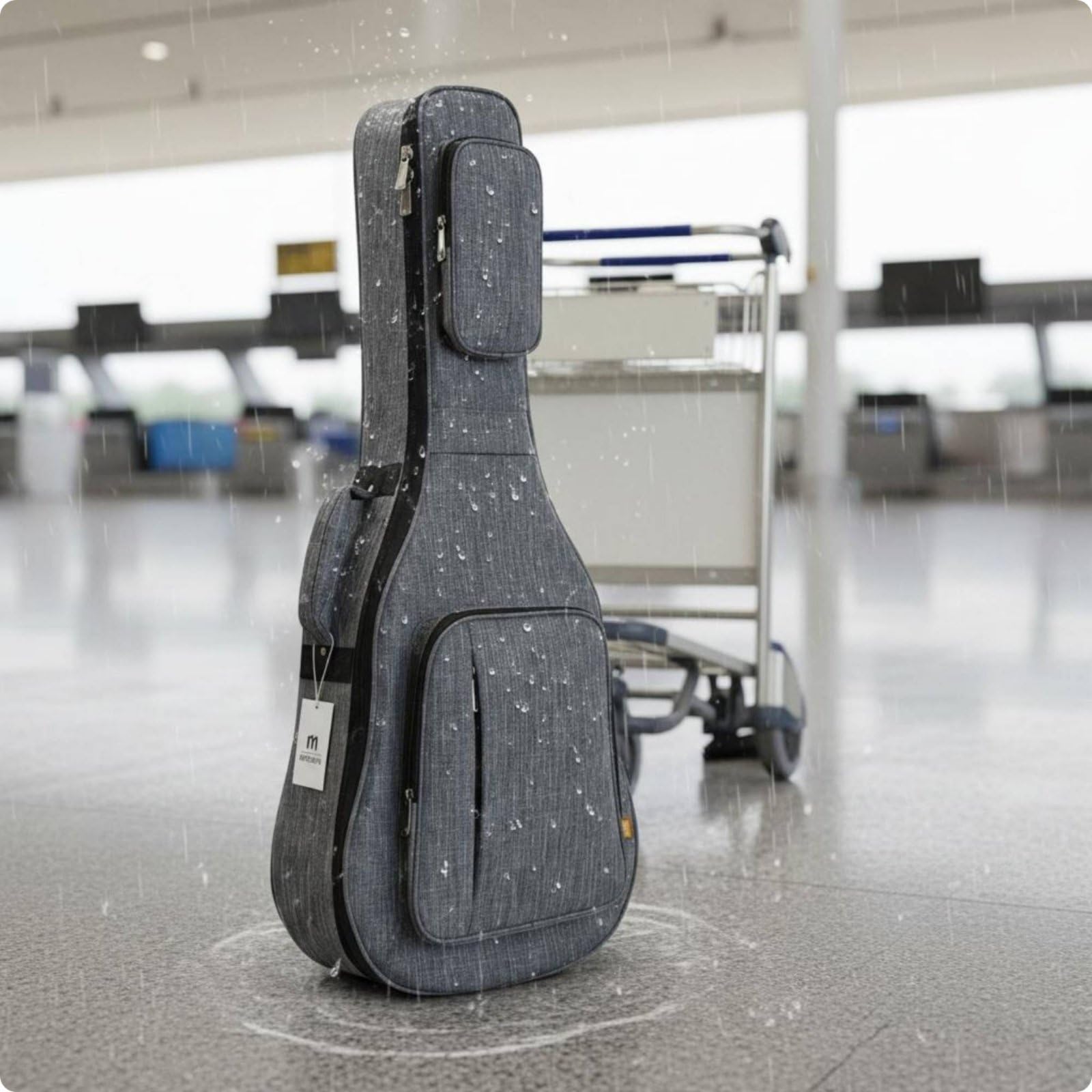 Custodia Chitarra Classica Borsa Chitarra Zaino Chitarra Astuccio Strumento Impermeabile Struttura Imbottita Antiurto in Oxford E Velluto con Maniglia, Array, Nero Elegante