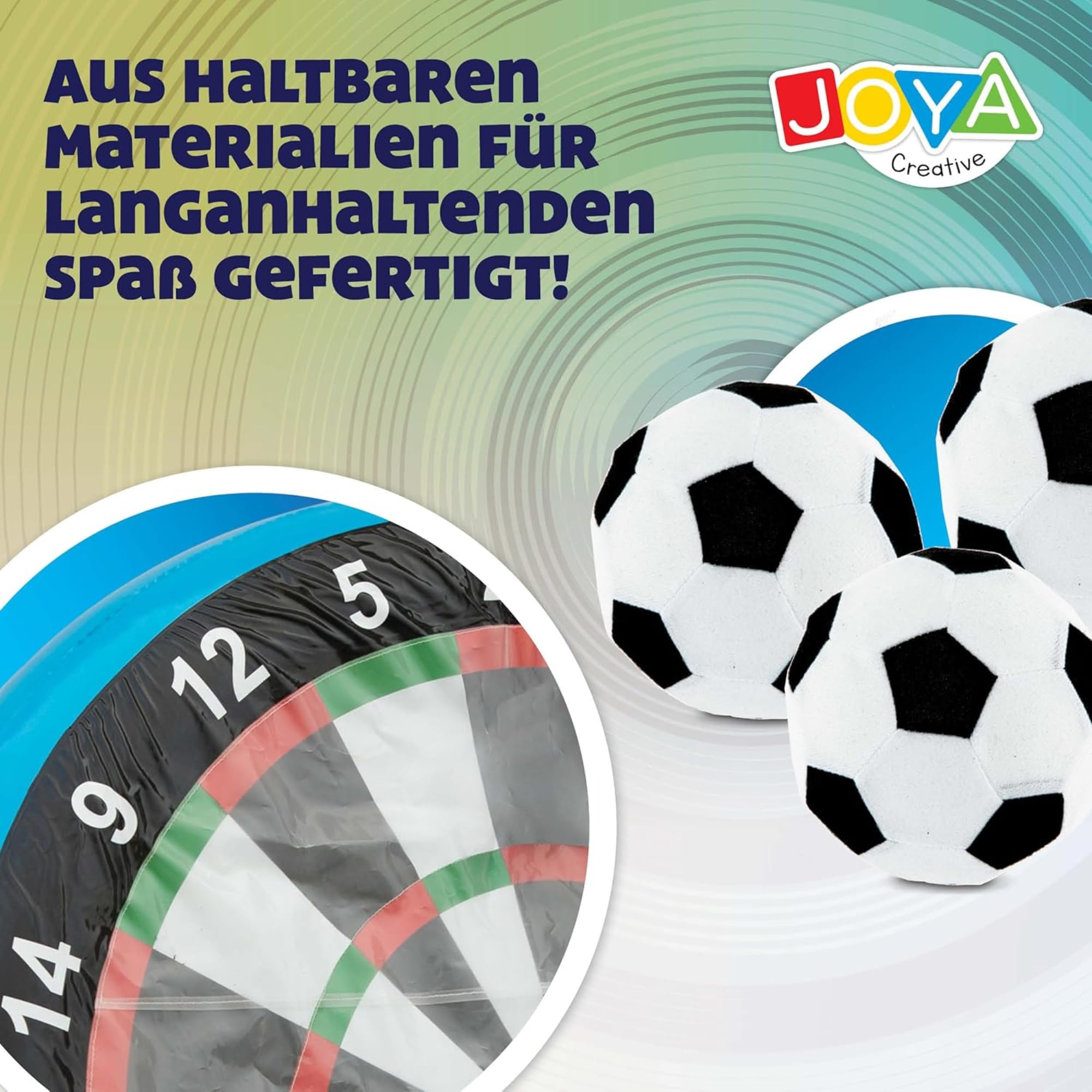 Fußball Dart XXL aufblasbar - Fußballdart Set für Outdoor - XXL Fussballdart für Garten - Inkl. 3 Bälle & Reparaturset - Ideal für Gartenpartys, Events & Familientreffen