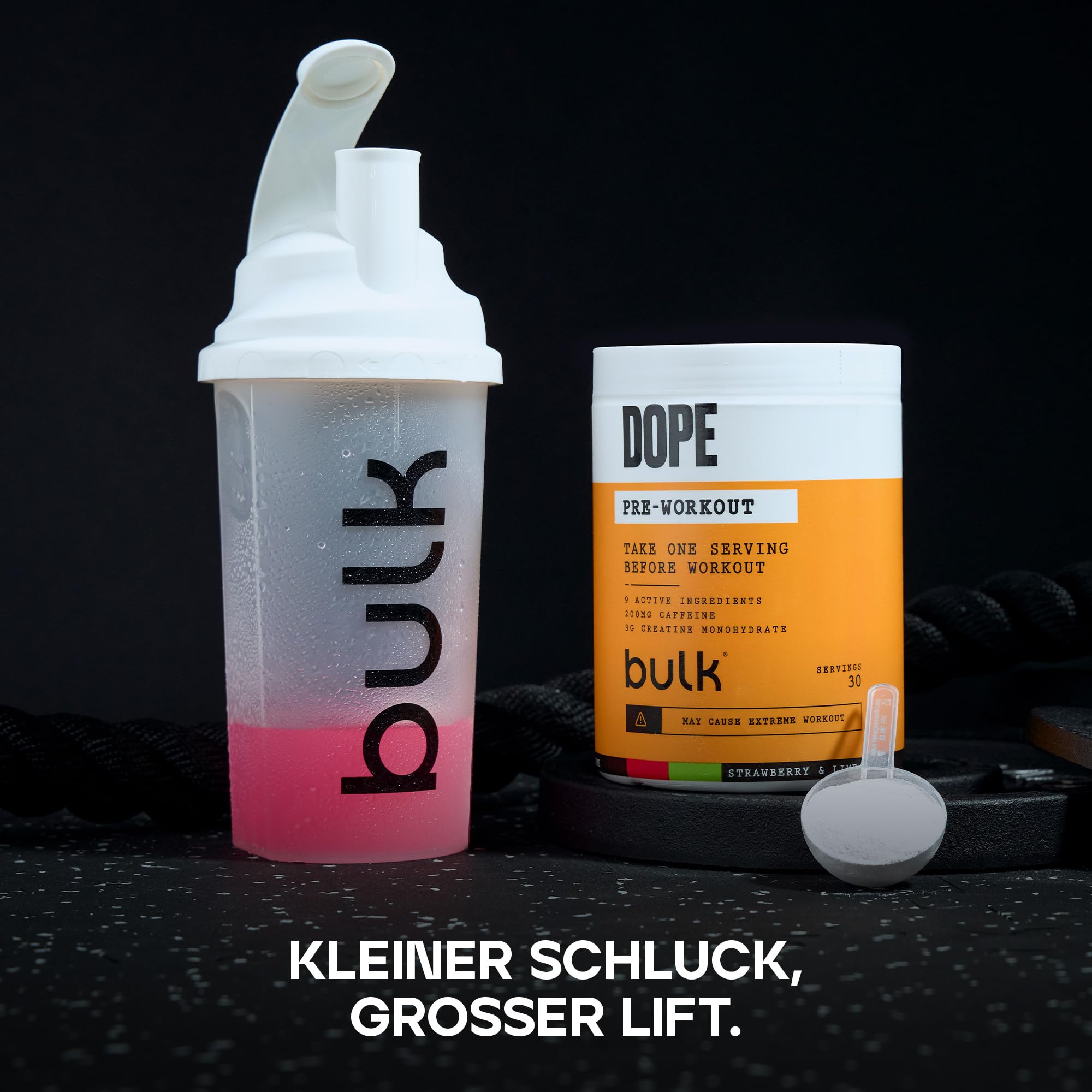 Bulk Dope Pre-Workout Powder, Strawberry & Lime, Energy Drink With Beta Alanine, Creatine, Caffeine, Arganine (AAKG), Citrulline, Taurine, Vitamin B6, 495 g, 30 Servings