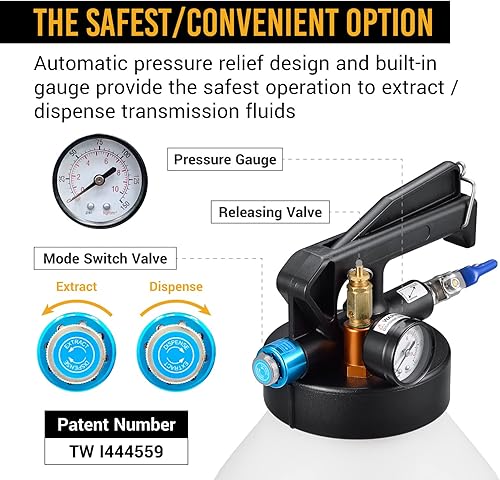 Miniatura 4 de EWK Kit patentado de bomba extractora de fluidos de transmisión automática de 10L y kit de herramientas dispensadoras para sistema de llenado ATF
