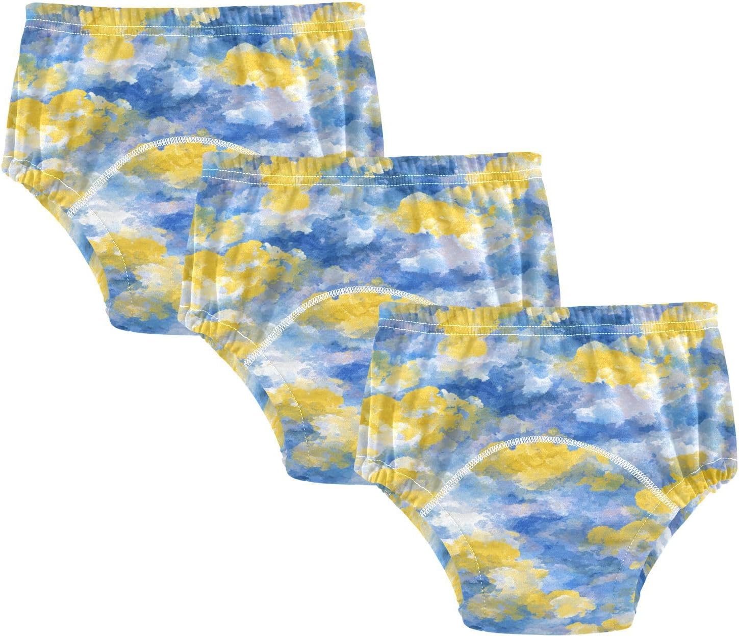 Little Boys Sleep Training Pants Reusable Cloud Blue Yellow Watercolor Nighttime Potty Training Underwear