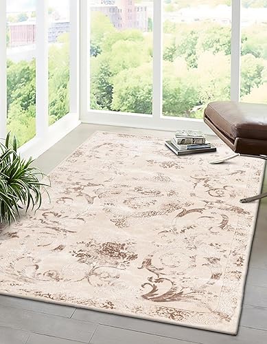 Rugs.com Alfombra de la colección Finsbury, alfombra mediana de 2 x 3 pies, color beige, perfecta para salas de estar, comedores grandes, planos