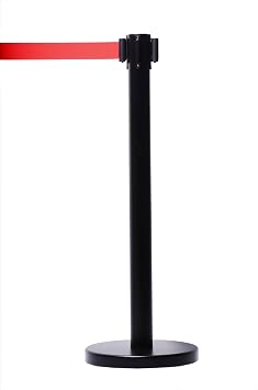RETRACTABLE STANCHION SET, 6 Posts + SignFrame + Replacement Cassettes + Wall Bracket (Red)