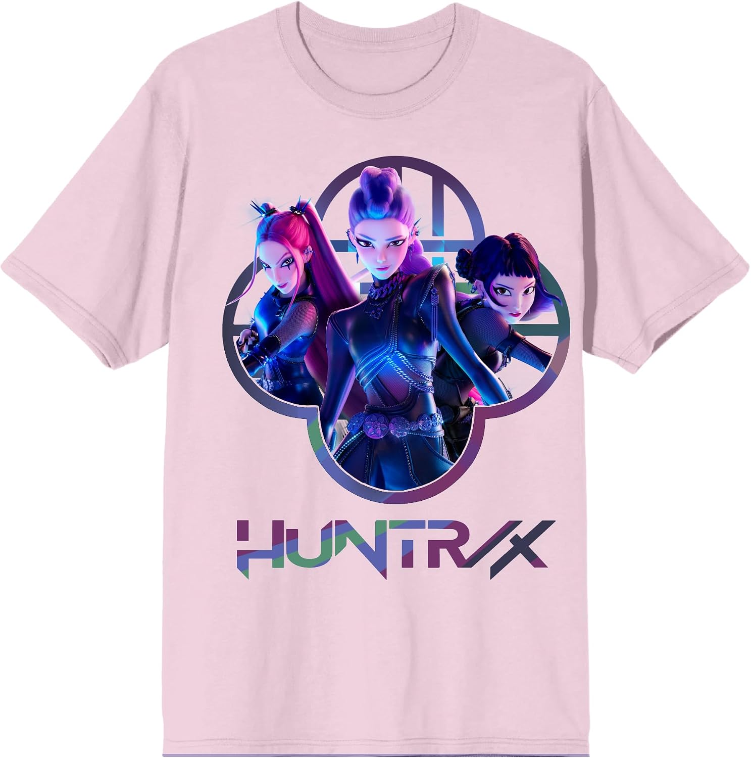 Kpop Demon Hunters Huntrix Capture Color Adult Pink Crew Neck Short Sleeve T-Shirt-XL