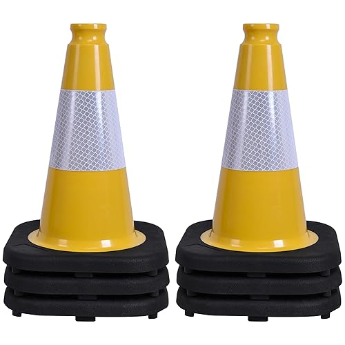 Miniatura 56 de OrangeStar Conos de tráfico naranjas de 28 pulgadas, paquete de 8 conos de seguridad de PVC resistentes con 2 collares reflectantes, base pesada