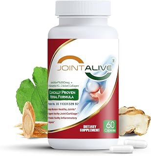 JointAlive Joint Support Supplement with Glucosamine Type II Collagen Herbal Blend for Joint Mobility and Flexibility 60 Count