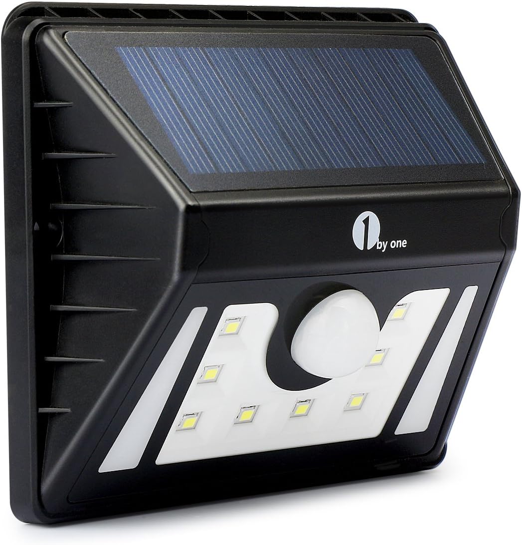1byone Solar Motion Sensor Light, Weatherproof Outdoor Security LED Night Lighting for Pathway, Garden, Patio, Fencing, Black