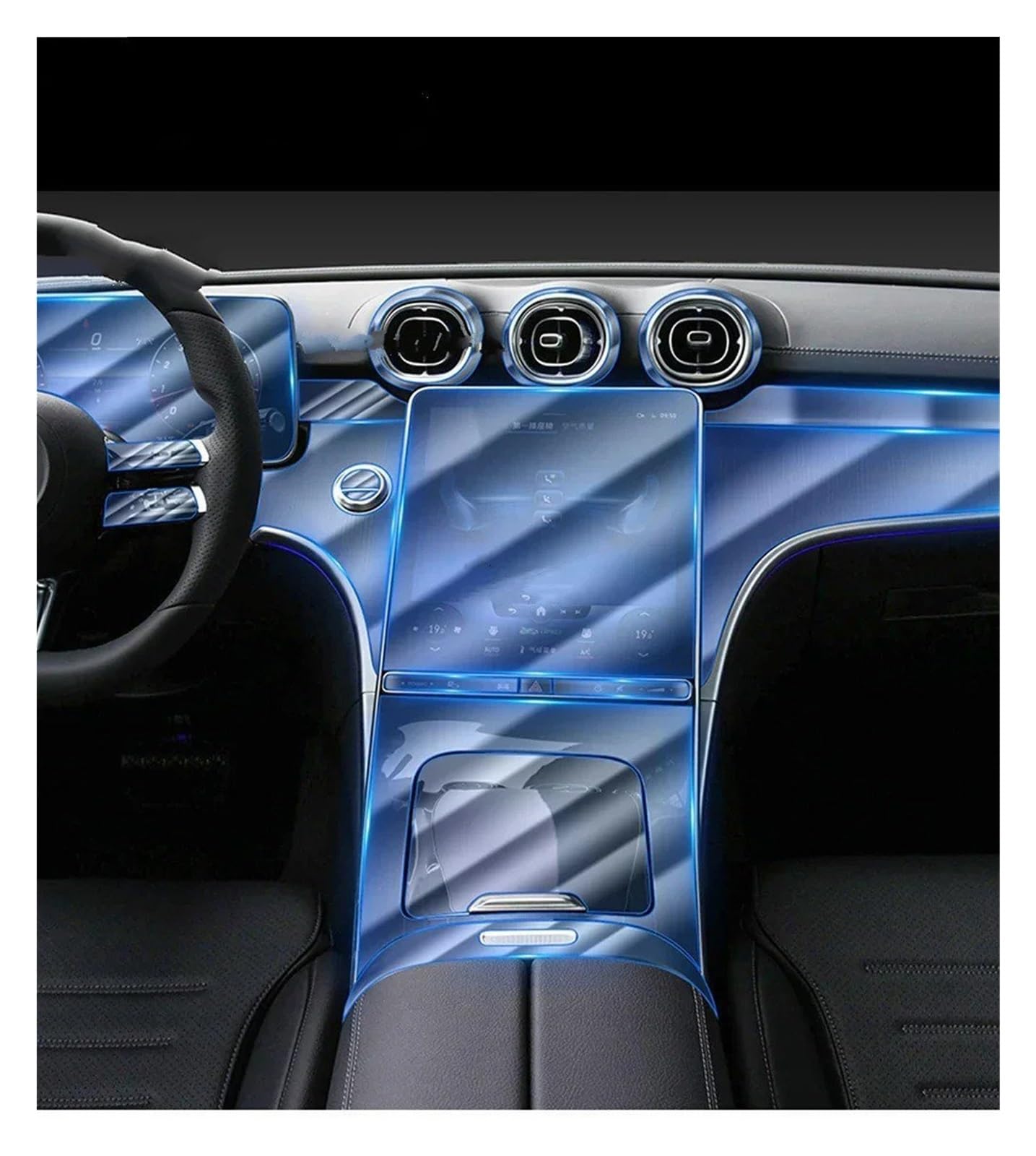 Navigation Displayschutz Für Benz C Klasse W206 C200 220 260 300 2022 + Auto Center Konsole Getriebe Zentrale Navigations GPS Bildschirm TPU Schutz Film Displayschutzfolie(LHD Full Set)