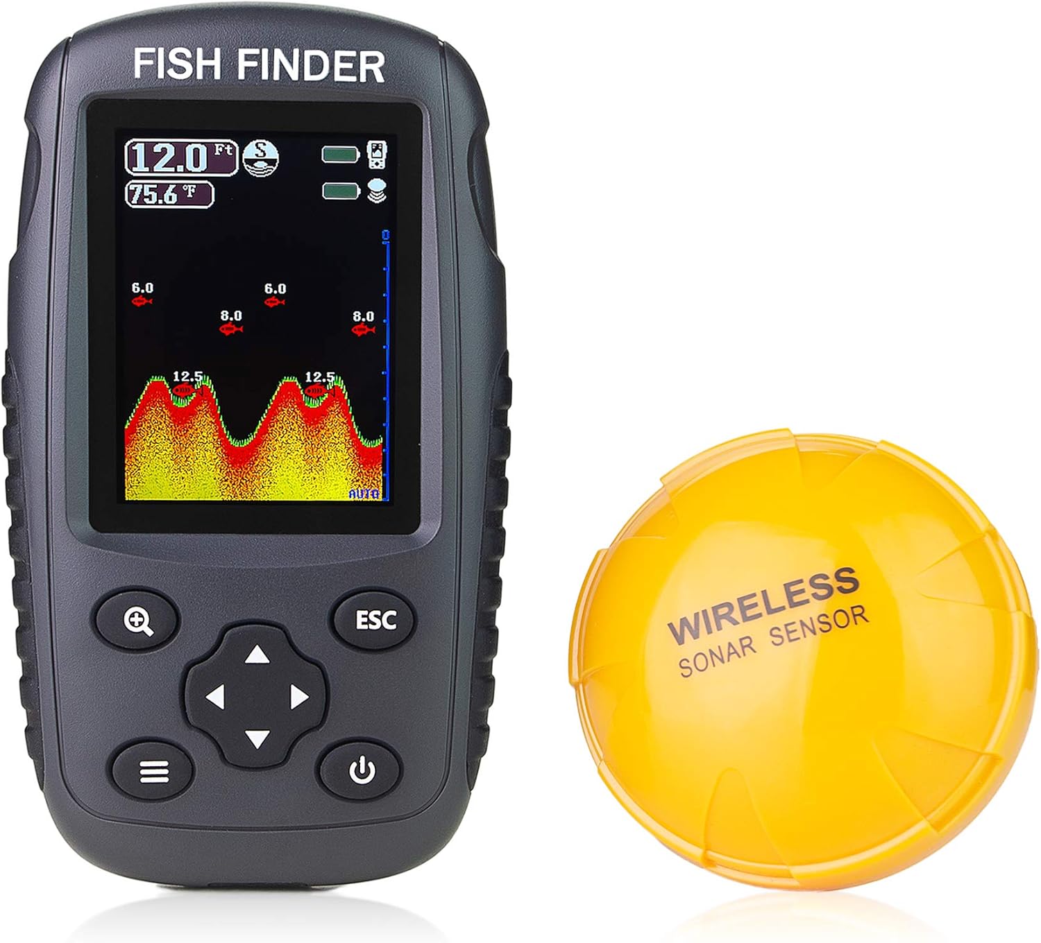 Portable Rechargeable Fish Finder Wireless Sonar Sensor Fishfinder Depth Locator with Fish Size