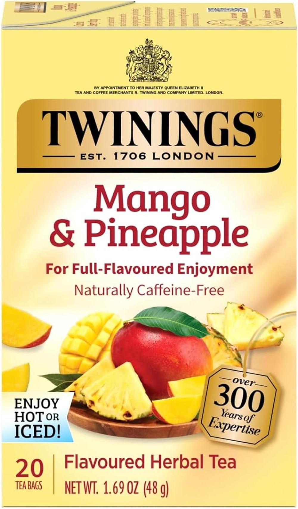 Twinings, Herbal Tea, Mango & Pineapple, Caffeine-Free, 20 Tea Bags, 1.69 oz (48 g)