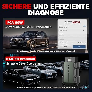 TOPDON TopScan Pro OBD2 Diagnosegerät Bluetooth Auto Diagnosegerät OBDII Diagnosewerkzeug für alle Fahrzeuge 13+ Reset-Diensten Codeleser für iOS & Android FCA und CAN-FD
