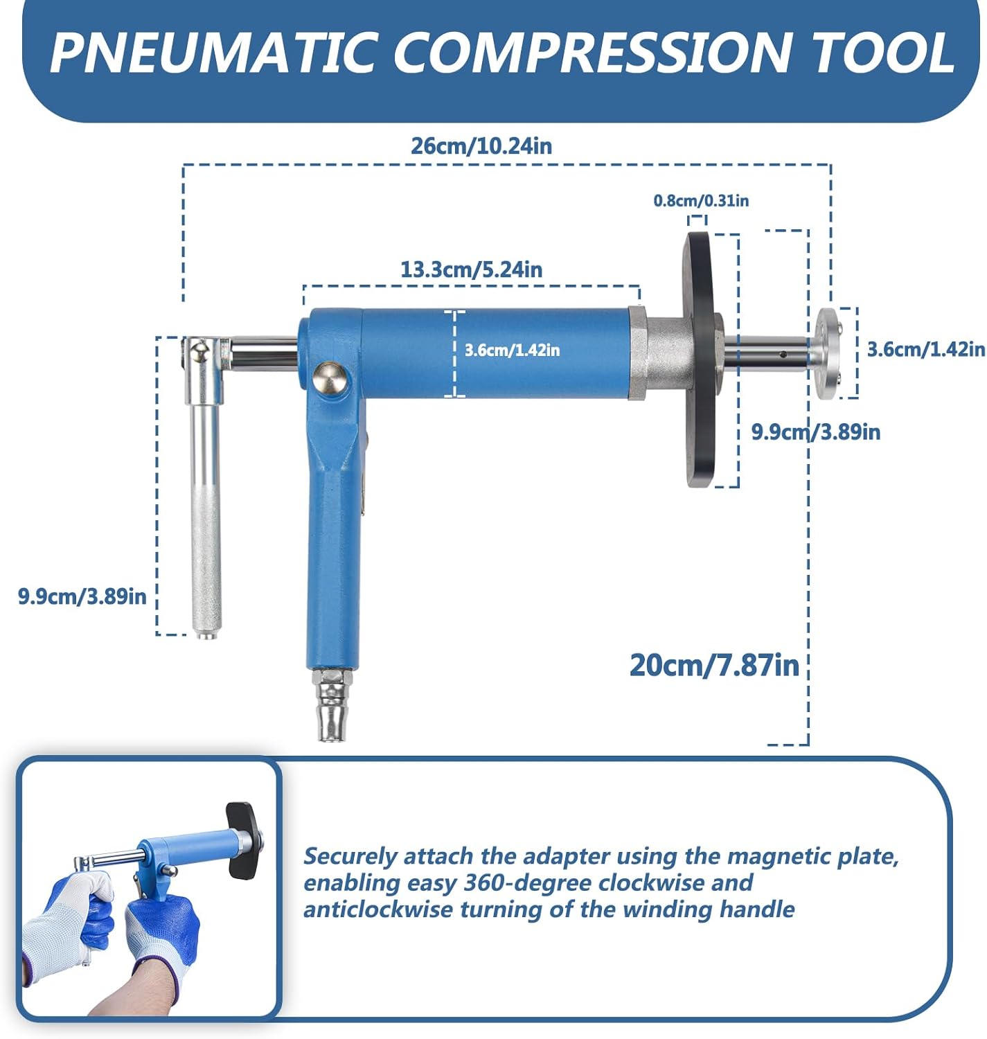 Pneumatic Brake Caliper Compression Tool, 24PCS Air Disc Brake Piston Compression Tool Kit, Rewind Spreader Air Tool Set for Cars Trucks