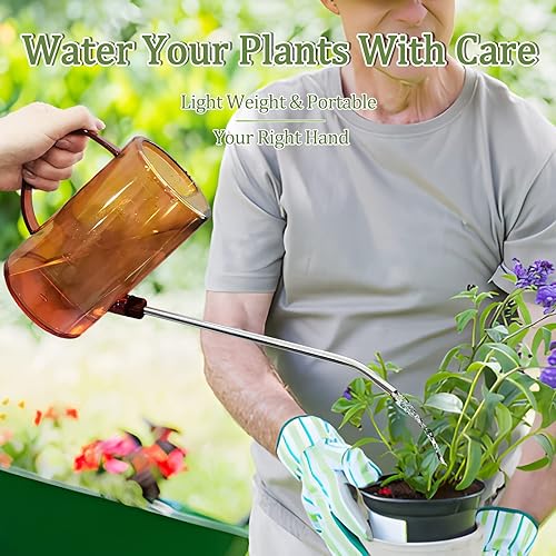Miniatura 2 de Regadera pequeña para plantas de interior con boquilla larga de acero inoxidable para plantas de casa, flores, jardín, 1L34 oz