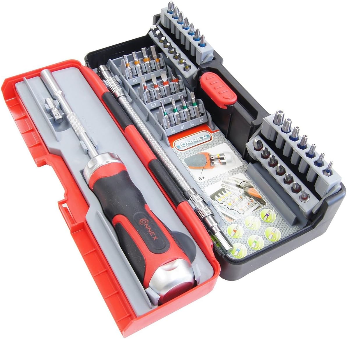 Connex COXB973943 Bit/Ratchet Screwdriver, Multi-Colour, Set of 43 Piece