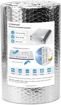 UCINNOVATE Reflective Insulation Sheet, Window Foil Insulation for Summer Heat, 39x118 inch RV Insulation Double Side Aluminum Thermal Bubble Wrap, Reflectix Insulation for Attic,RV,Window,Garage,Roof
