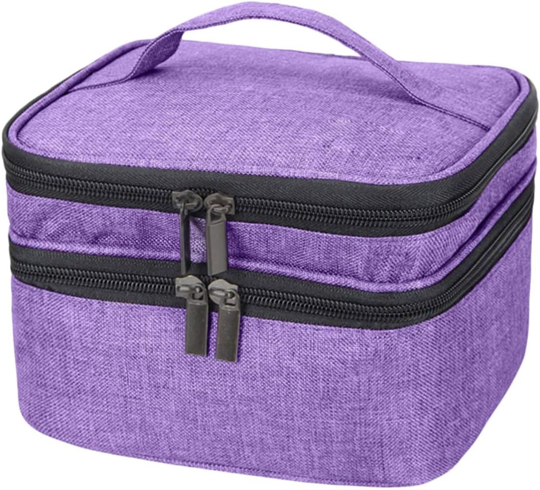 Mikinona Essential Oils Storage Pouch for Bottles Double Nail Polish Organizer with Handle Portable and Capacity Makeup Bag Water-resistant Design for Travel and Home Use