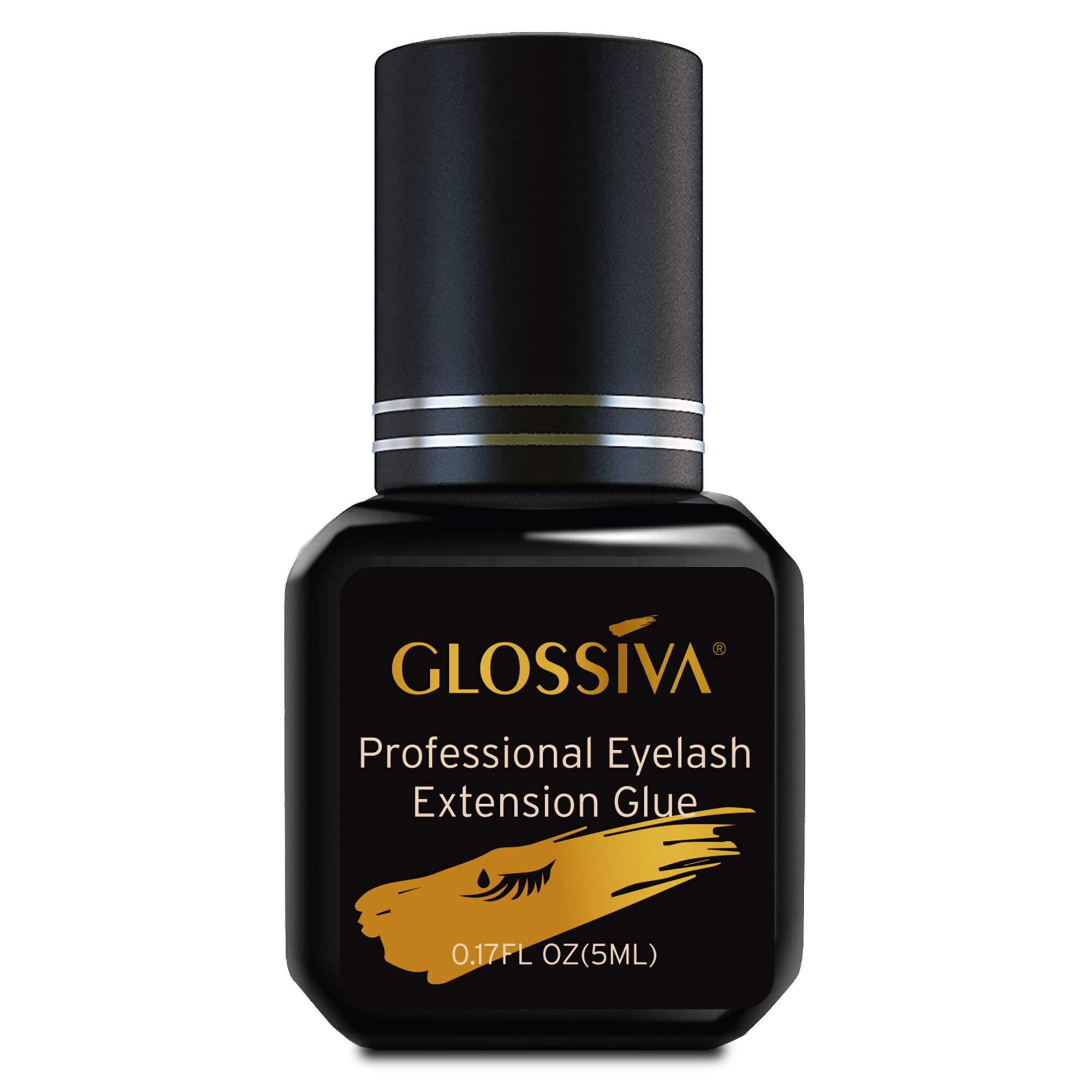 Glossiva EXTRA POWER Eyelash Extension Glue - Performance Glue | 1 Sec Dry Time | 6-8 Weeks Retention | Black Adhesive Supplies for Professional Use (5ml)