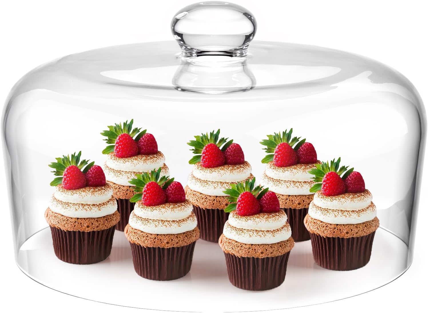 11 Inch Glass Cake Dome Cover, Upgraded Thickened Clear Cake Cover Lid for Cake Stand, Round Cloche Glass Dome for Dessert Plates Display and Protection